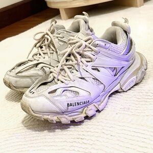 Balenciaga Off-White/Taupe Track Runner Sneakers